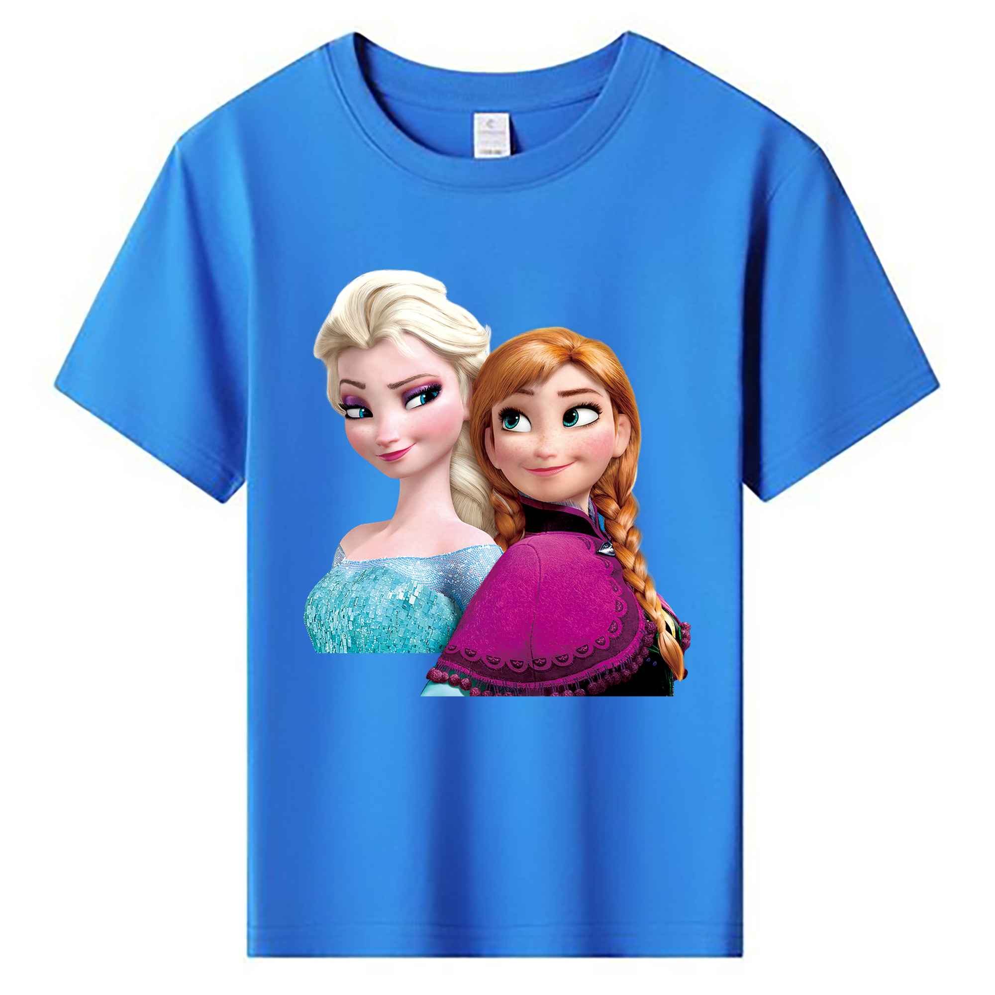 （画像用） アナと雪の女王 アンナ エルサ Frozen Anna Elsa 綿100％キッズTシャツ（フロントプリント）